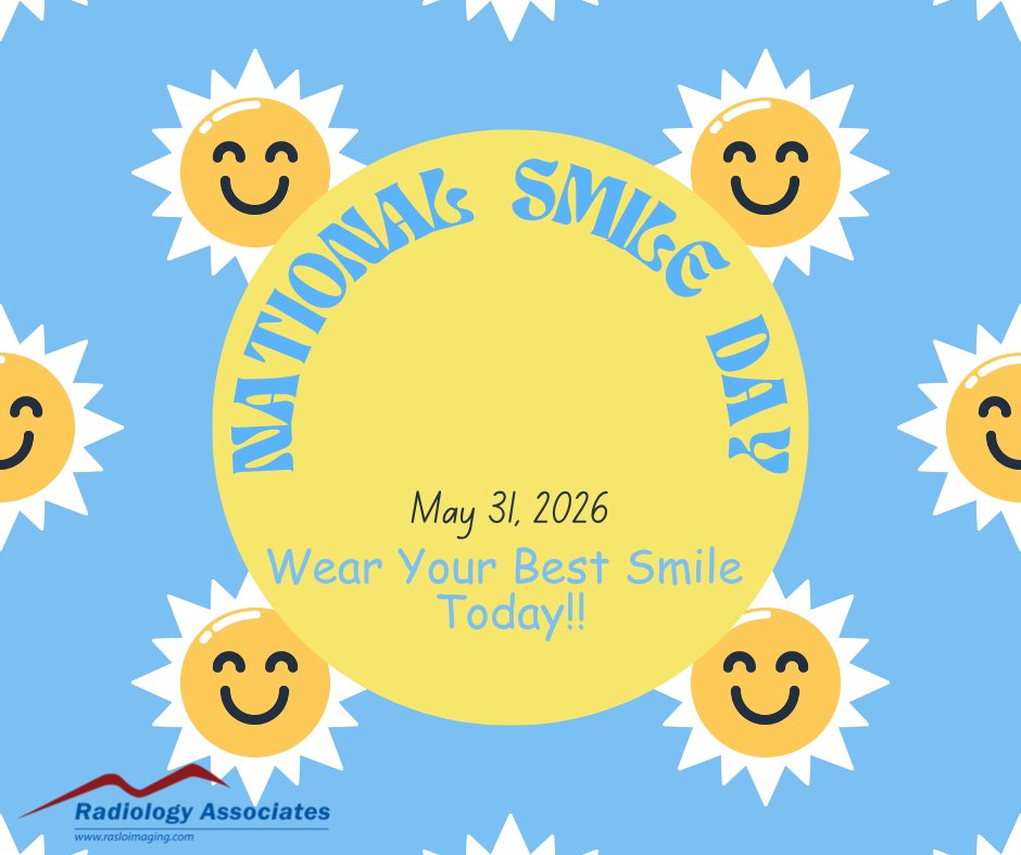rasloimaging's tweet photo. Happy National Smile Day 😊
A simple smile can brighten someone’s day—thank you for sharing yours with us!

#NationalSmileDay #ShareASmile #PositiveVibes #HealthcareWithHeart #CommunityCare https://t.co/3zZwBkSJc3