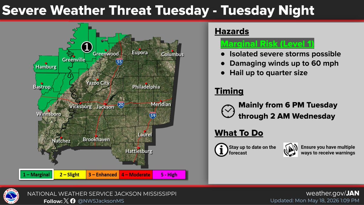 Isolated severe storms will be possible late Tuesday afternoon into ...