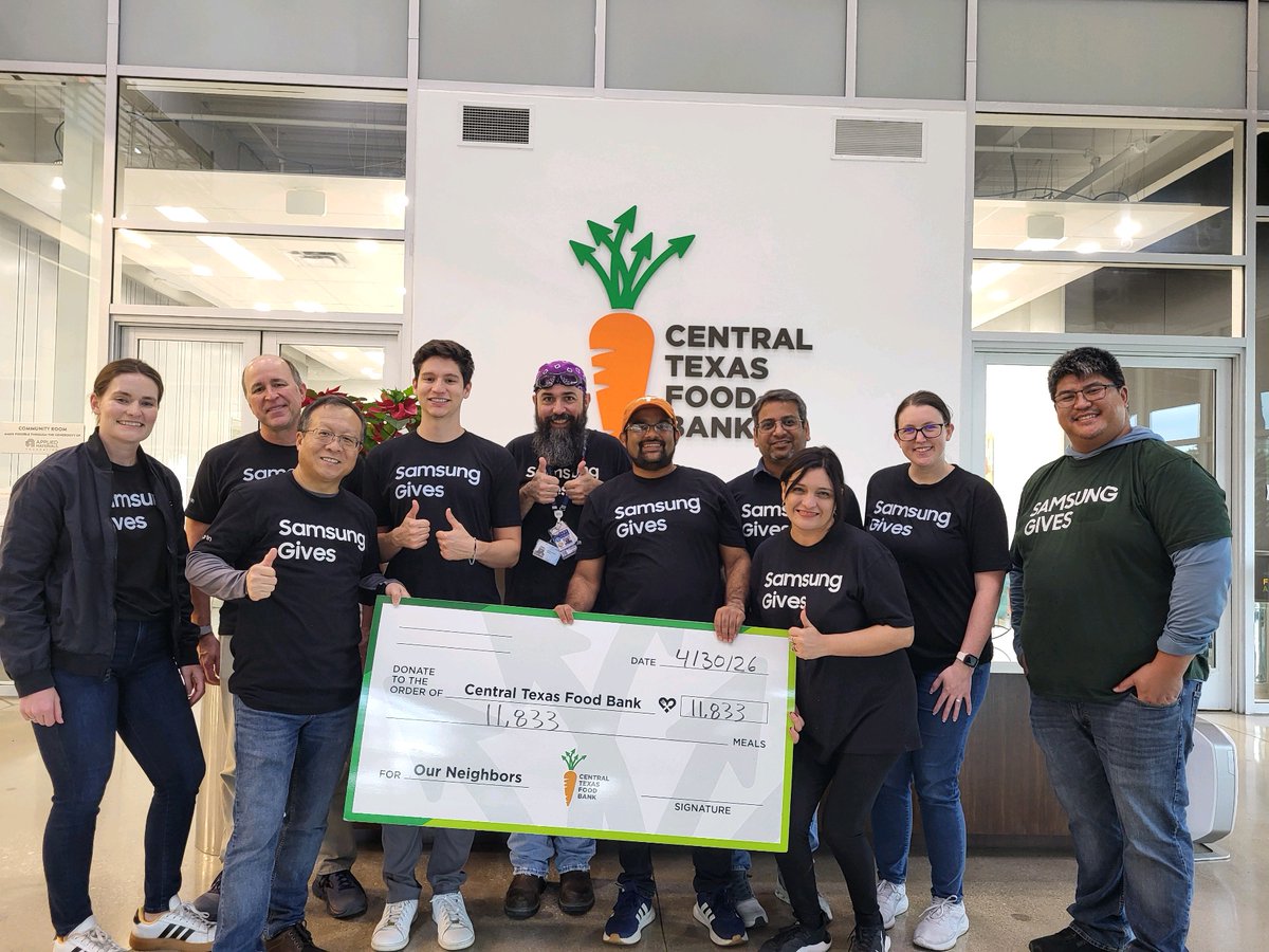 SamsungAustin's tweet photo. #MondayMotivation: Our Customer Quality team used their Volunteer Time Off to help @CTXFoodBank. They helped sort and pack food for families in need. Thank you to everyone who volunteered and gave back! #WeChipIn
Learn more about our volunteer time off: https://t.co/o5h3jFCeLA https://t.co/KRuU5QMmvv