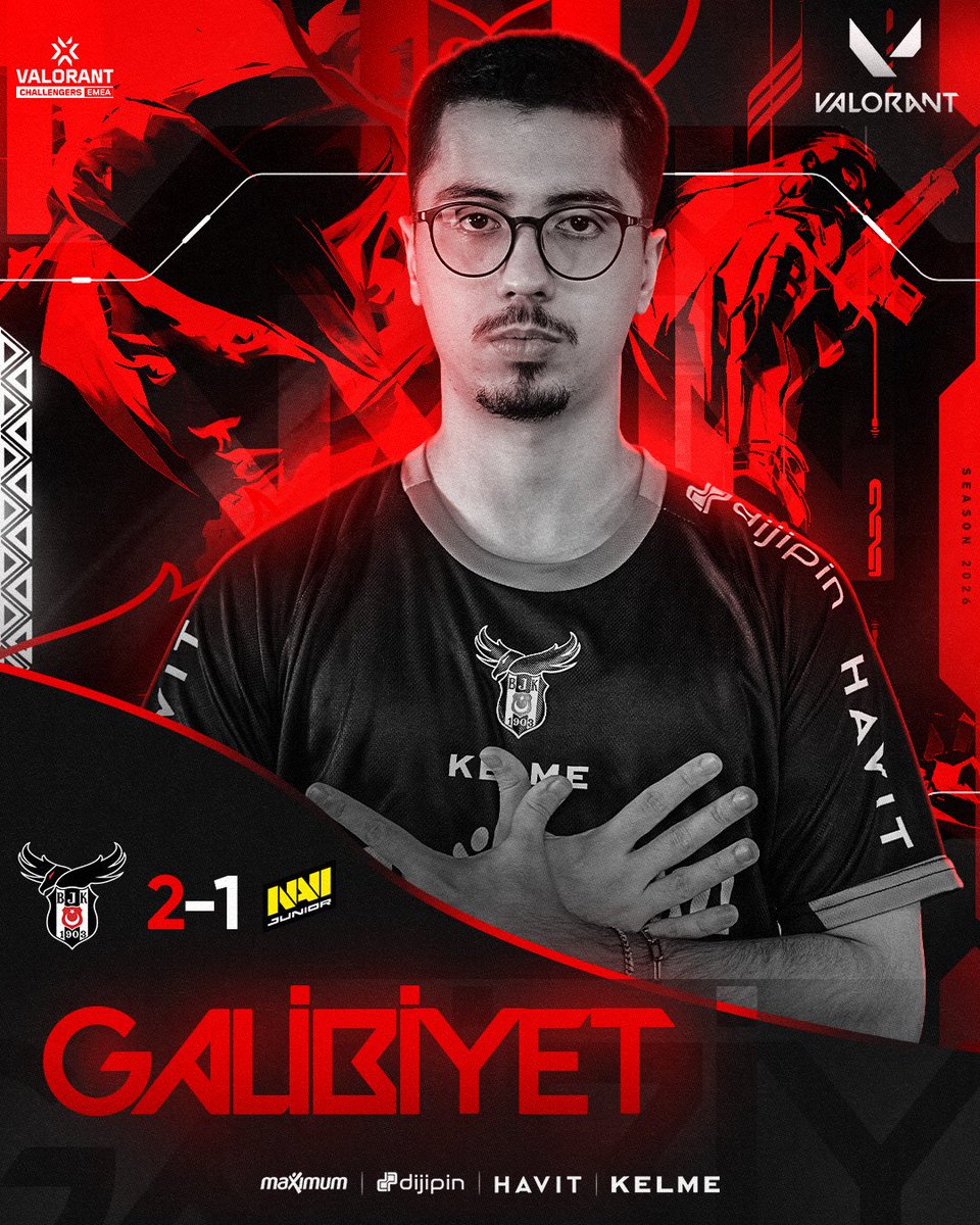 bjkesports's tweet photo. VALORANT takımımız, Challengers EMEA Stage 2’de NAVI Juniors takımına karşı 2-1’lik skorla galibiyet alıyor! 🔥

#BurasıBeşiktaş https://t.co/ssYxLjlyJZ