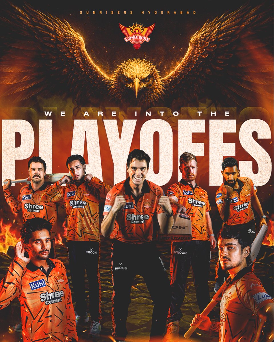 ShowTimeTweetz's tweet photo. #SRH poster on playoffs spot confirmation 🔥🔥 https://t.co/I24B9roqju