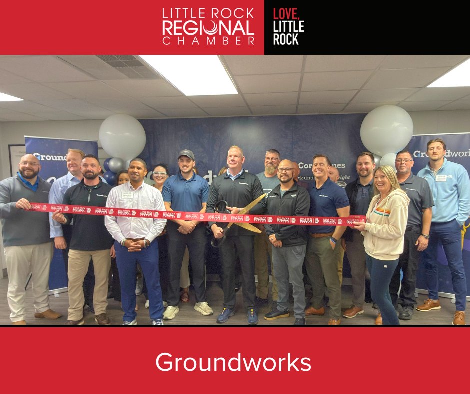 lrchamber's tweet photo. Congratulations to the following business on their recent ribbon cutting! 🎀 ✂️

Groundworks is the nation’s leading provider of foundation repair, basement waterproofing, crawl space encapsulation, and concrete lifting services - protecting homes in Little Rock and beyond. https://t.co/P2Mf8oE118