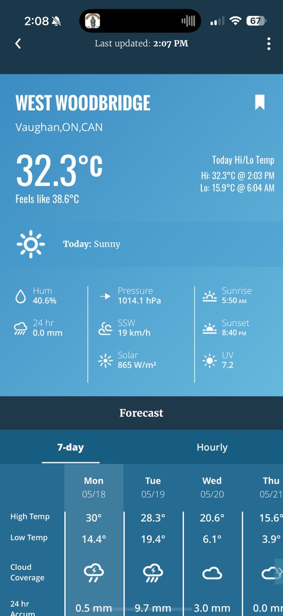 Simone_Gio's tweet photo. @WxOntario1 Currently +32.3°C at my location in Woodbridge , yesterday max temp was +31.2°C https://t.co/UmeXRkDz88