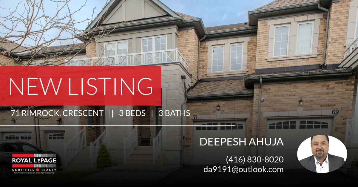 Mony4life's tweet photo. 📍 New Listing 📍 Take a look at this fantastic new property that just hit the market located at 71 Rimrock. Crescent in Whitby. Reach out here or at (416) 830-8020 for more information!

Listed by Ramneet Gadi

Deepesh Ahuja... https://t.co/GhoPywHndL https://t.co/xPBK2RHn7S