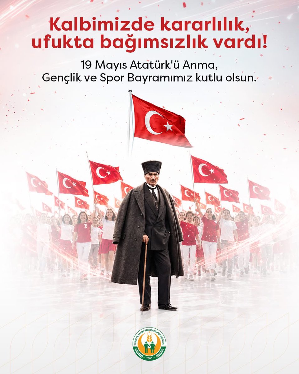 Sivas_TKK's tweet photo. Fikriyle, emeğiyle ve sorumluluğuyla geleceği kuran gençlerle varız!
19 Mayıs Atatürk’ü Anma, Gençlik ve Spor Bayramı kutlu olsun.

#TarımKredi #19MayısAtatürküAnmaGençlikveSporBayramı https://t.co/uUAeCcYeFD