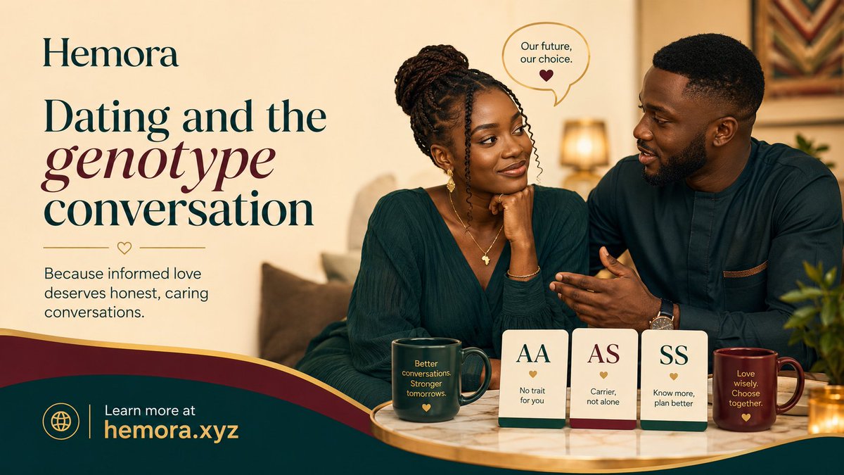 HemoraApp's tweet photo. “What’s your genotype?”

It can be an awkward dating conversation, but in communities where sickle cell is common, it is an important one.

Love should not be reduced to a lab result.

But love also deserves honesty, clarity, and care.

Try Hemora: https://t.co/IWJREtdEfm https://t.co/yoUEx7v9HB