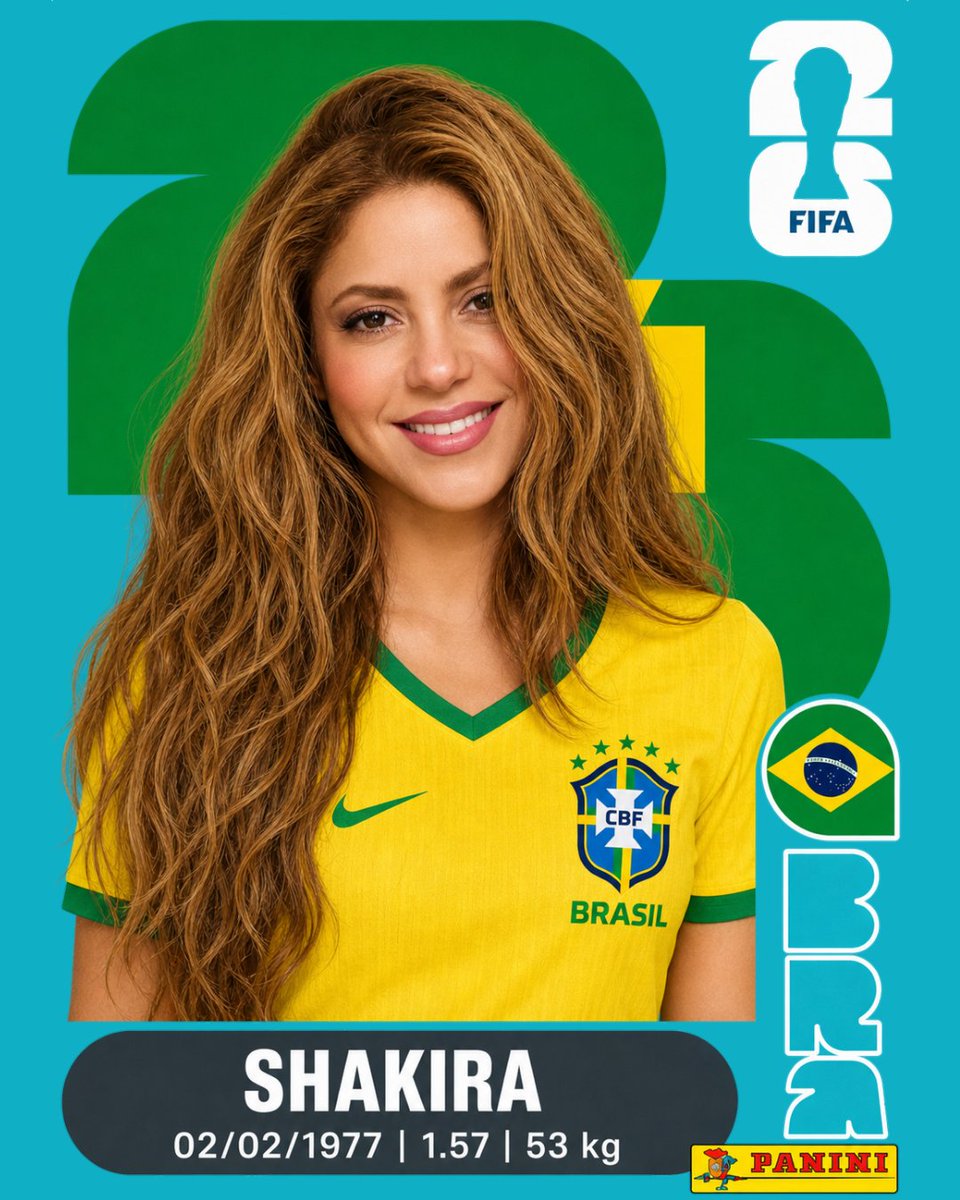 Shakira_Brasil's tweet photo. ⚽️ | A Copa do Mundo está cada vez mais próxima e a gente queria tanto viver a emoção de abrir um pacote de figurinhas e encontrar uma dessas aqui.

Já imaginou a @Shakira no álbum oficial do Mundial? Bora providenciar isso aí, @PaniniAmerica? 👀 🐺 https://t.co/atls1L1s7x