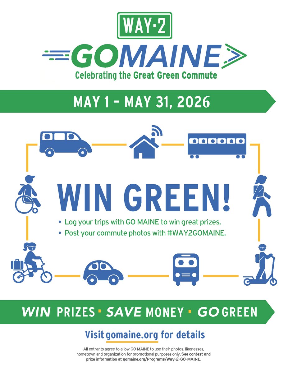 GDBIW's tweet photo. We are currently in the LEAD on greener trips for the #Way2GOMAINE Challenge going on this month! 

Go Maine will be outside the new PSC building on May 27 during lunch, answering any questions our shipbuilders may have about the program. 

Each week in May GO Maine will reward a different kind of green commute. Any GO MAINE member logging that week’s trip type will automatically be entered to win a $50 gift card. A new winner will be chosen every week! 

This week, It’s transit week! Whether you take the bus, ferry, or train, all transit trips count towards this week’s prize.

Learn more at BIW’s GO MAINE website https://t.co/WXrjvH7DqH