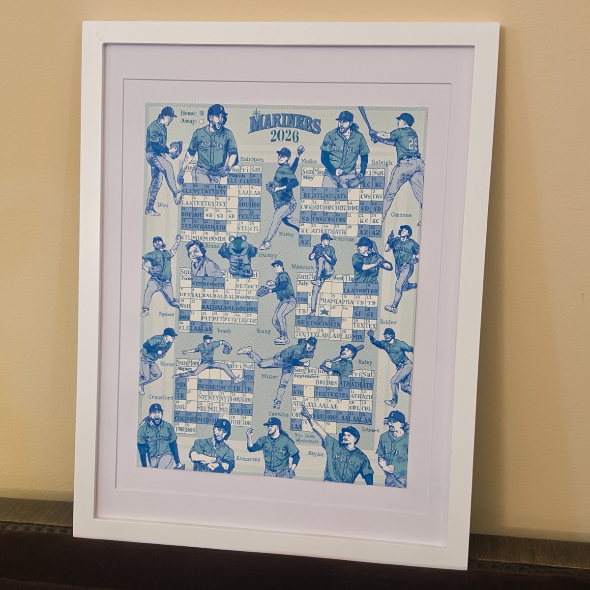 gwynbr's tweet photo. 2026 Seattle Mariners Risograph Schedule

Yes it’s late as fuck!!! Please share :) 

GOMS

#tridentsup #mariners

https://t.co/0Bx6tO0ip7 https://t.co/W1q60Dwl4w