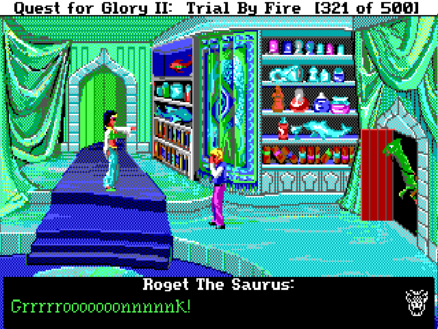 SierraOnLineUni's tweet photo. 🗯️

🦕

Quest for Glory II: Trial by Fire (1990)

#Gronk #Saurus #QuestForGlory #SierraOnLine #SierraGames #Sierra #AdventureGame #PointAndClick #RetroGaming #RetroGames #RetroGamer #Nerd #Geek #PcGaming #PcGames #DOSGaming #Gaming #VideoGames #Games #Collector #90s https://t.co/tIhFJoondG