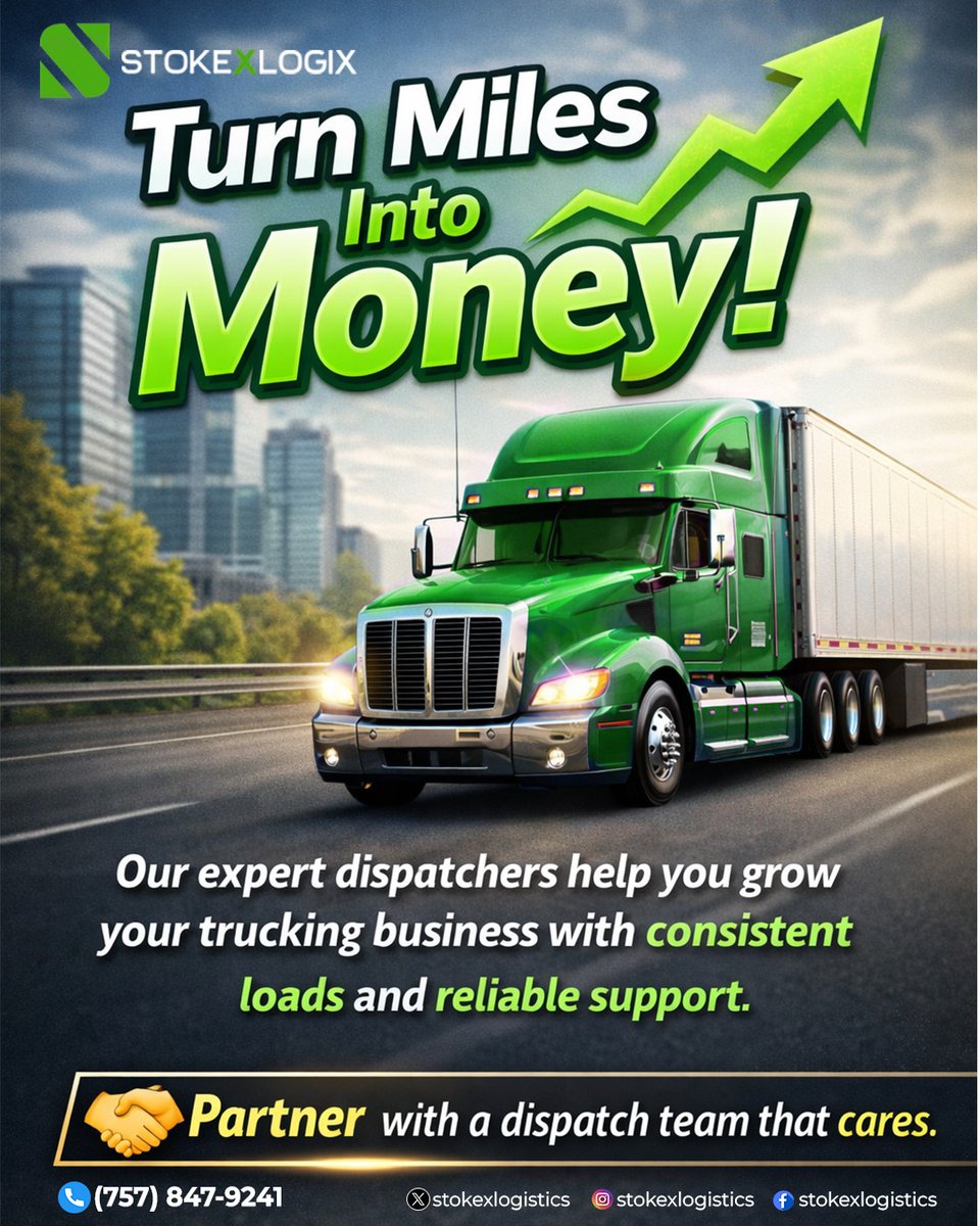 stokexlogix's tweet photo. 📷 Turn Miles Into Money!

Our expert dispatchers help you grow your trucking business with consistent loads and reliable support.

📷 Partner with a dispatch team that cares.

#TruckDispatchingServices #FreightExperts #DispatchProfessionals #TruckingGrowth #LogisticsPartner https://t.co/03wHX892rL