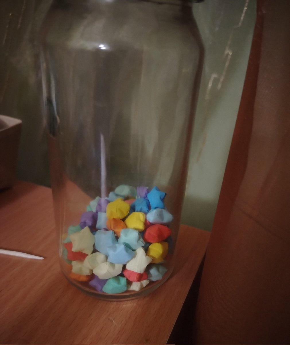 Melamyto's tweet photo. I feel so disappointed that I don't have the energy to draw and celebrate Pierrot's birthday.😞 
But for next year, I want to fill some of these jars with paper stars in his honor.🌟
Pierrot, you are the brightest star in my life at this time in my life. Happy birthday 🎉 https://t.co/bcWjH5i3WO