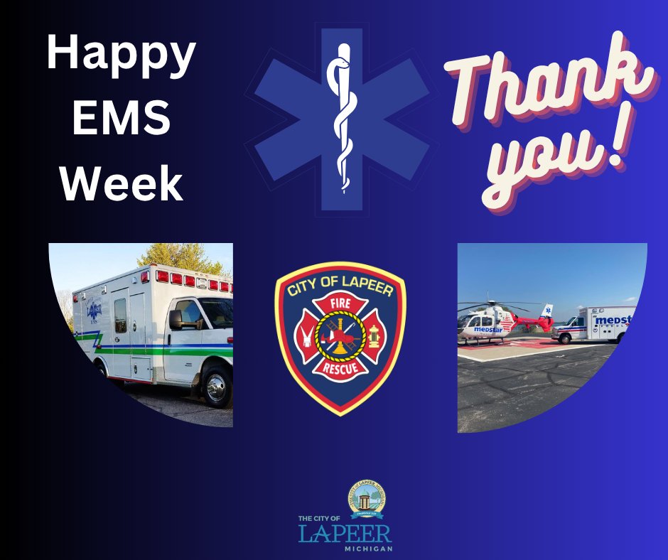 lapeerfd's tweet photo. Happy EMS Week 2026.

Thank you to the EMS providers within Lapeer Fire &amp; Rescue and our EMS partners across the region for the care, professionalism, and dedication you provide to our community every day.

#LapeerFireRescue https://t.co/eA62dyRrzQ