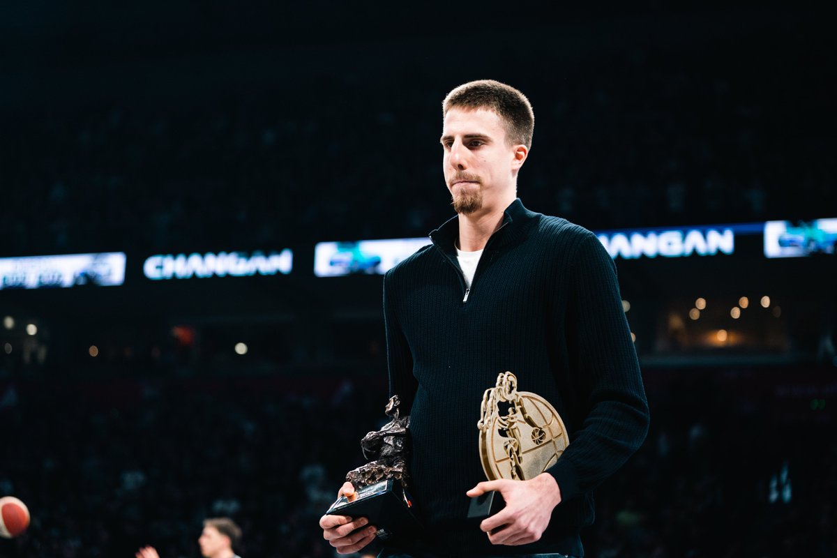 ABA_League's tweet photo. One season. Two major awards. 👏

@KKMegaBasket star player Bogoljub Marković received the awards for the 2025/26 AdmiralBet #ABALiga MVP and Top Prospect. 🏆🏆 https://t.co/YJU8CWlj32