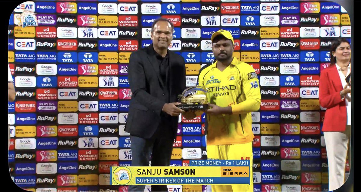 SanjuSamsonFP's tweet photo. Super Striker of the match- Sanju Samson  💛 https://t.co/7FSRHrq6RB