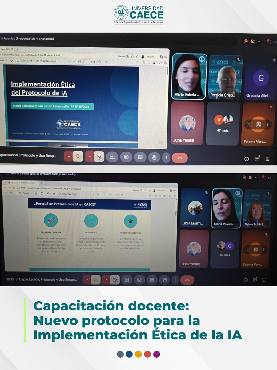 UCAECE's tweet photo. La Directora del SIED, María Valeria Iglesias, presentó el marco para la Implementación Ética de la IA en nuestra comunidad docente.
Lideramos la integración responsable de la tecnología para potenciar la integridad académica.
¡En UCAECE, seguimos transformando el futuro! 🚀 https://t.co/97FdQ9CPad