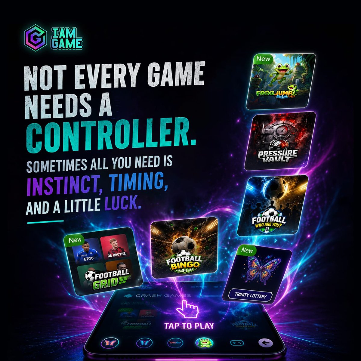 0xiamgame's tweet photo. Some games need skill.
Some need timing.
The best ones reward pure instinct.

Tap once. Trust your gut.

Win big with IAMGAME🎮 https://t.co/IQNOAO7zFJ