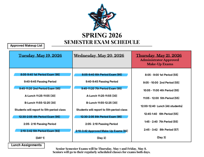 FSSouthside's tweet photo. Here is the semester test schedule at @FSSouthside for May 19-21. https://t.co/C8uUVpKpSr
