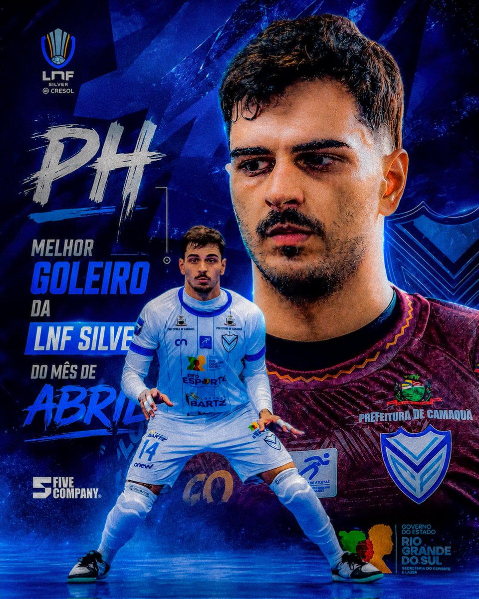 fivecompany's tweet photo. 🥅🔥 O paredão do mês tem nome: PH!

O goleiro PH foi eleito o Melhor Goleiro do mês de Abril da LNF SILVER! 🏆

A votação foi decidida pelos fãs que reconheceram toda a dedicação, segurança e grandes atuações dentro de quadra durante o mês. 👏💪

#fivecompany #futsal https://t.co/XMXwqLF0EY