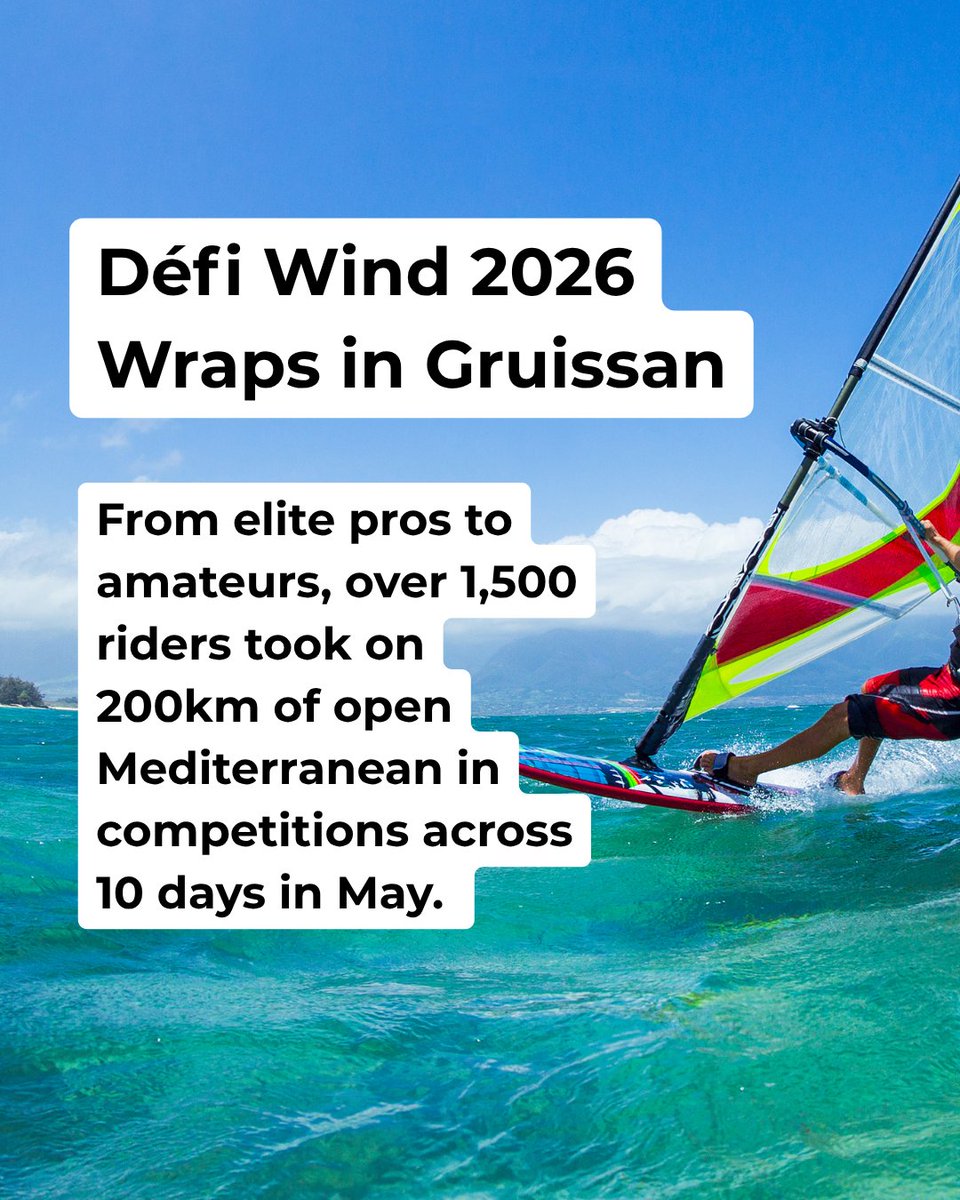 iWindsurf's tweet photo. Défi Wind 2026 wrapped yesterday in Gruissan, and this year the Tramontane didn't hold back. View the full results: https://t.co/kNpOK6H0Nh

#DéfiWind #Défi2026 #Gruissan #Tramontane #WindSports #Kiteboarding #Windsurfing #Foiling https://t.co/K5UcCHRWTb