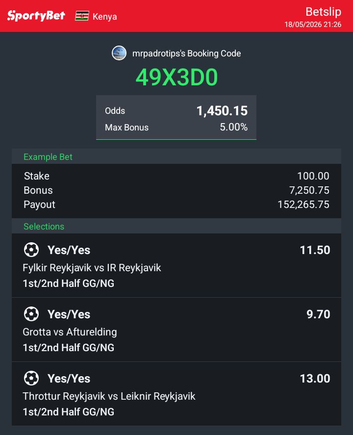 MrPadrotips's tweet photo. Hey check out the bet I just placed on Sportybet! https://t.co/vHHVqkL2Gm https://t.co/n8pAoHfPS1