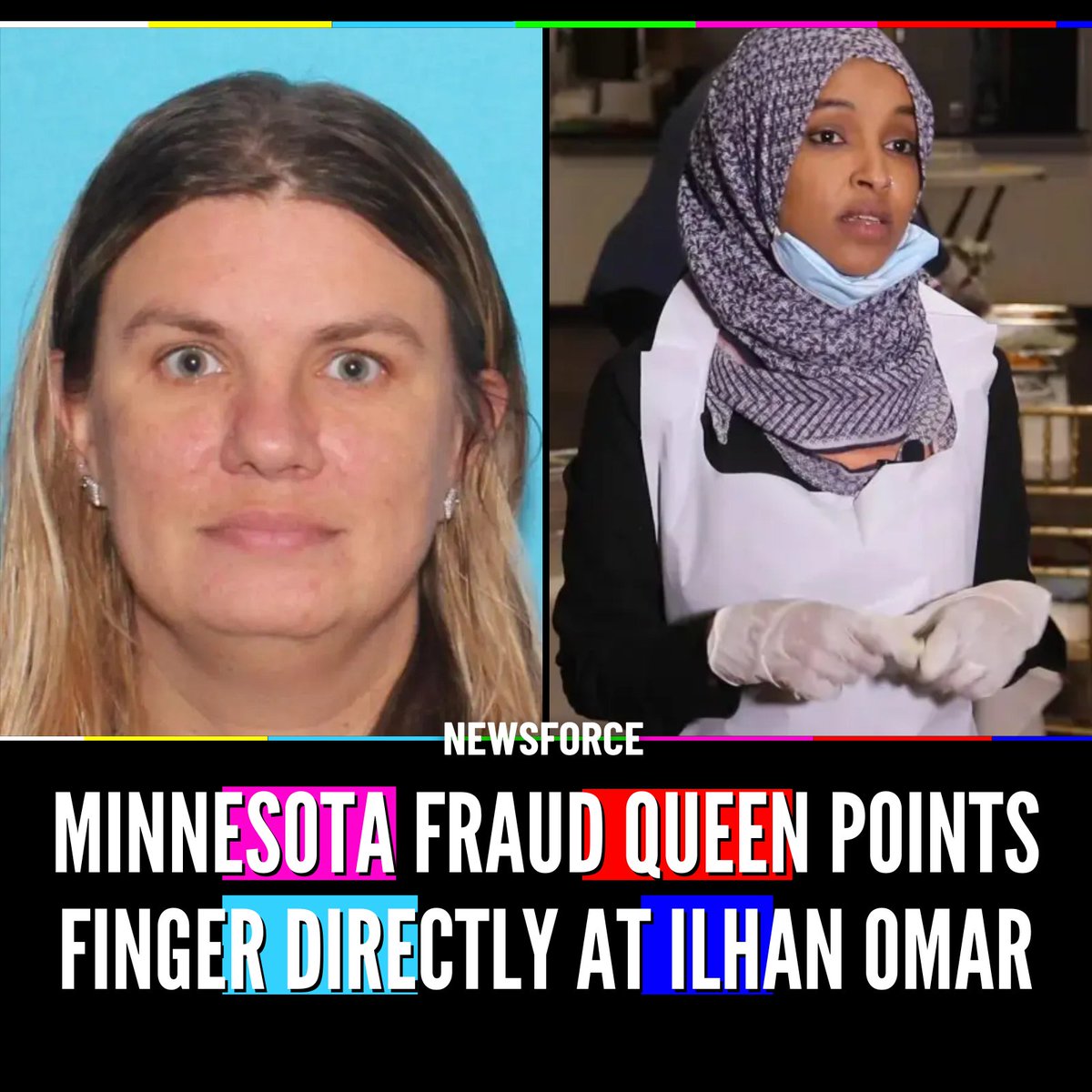 Newsforce's tweet photo. 🚨DID THE FEEDING OUR FUTURES FRAUD BOSS JUST ADMIT ILHAN OMAR WAS IN ON THE $250 MILLION SCAM?

Aimee Bock, the convicted mastermind behind Minnesota’s $250 million Feeding Our Future fraud, said from jail the idea that Rep. Ilhan Omar “wouldn’t have known” about the scheme is “something I struggle to believe.”

Bock said Omar helped push waivers that loosened oversight, personally intervened when they expired, and even filmed a promotional video at Safari restaurant — the largest fraudster in the case that stole $16 million.

Omar’s name appeared at least 6 times in trial evidence, and Bock claims she reported suspicious sites to state officials who showed little interest in pursuing the Somali community.