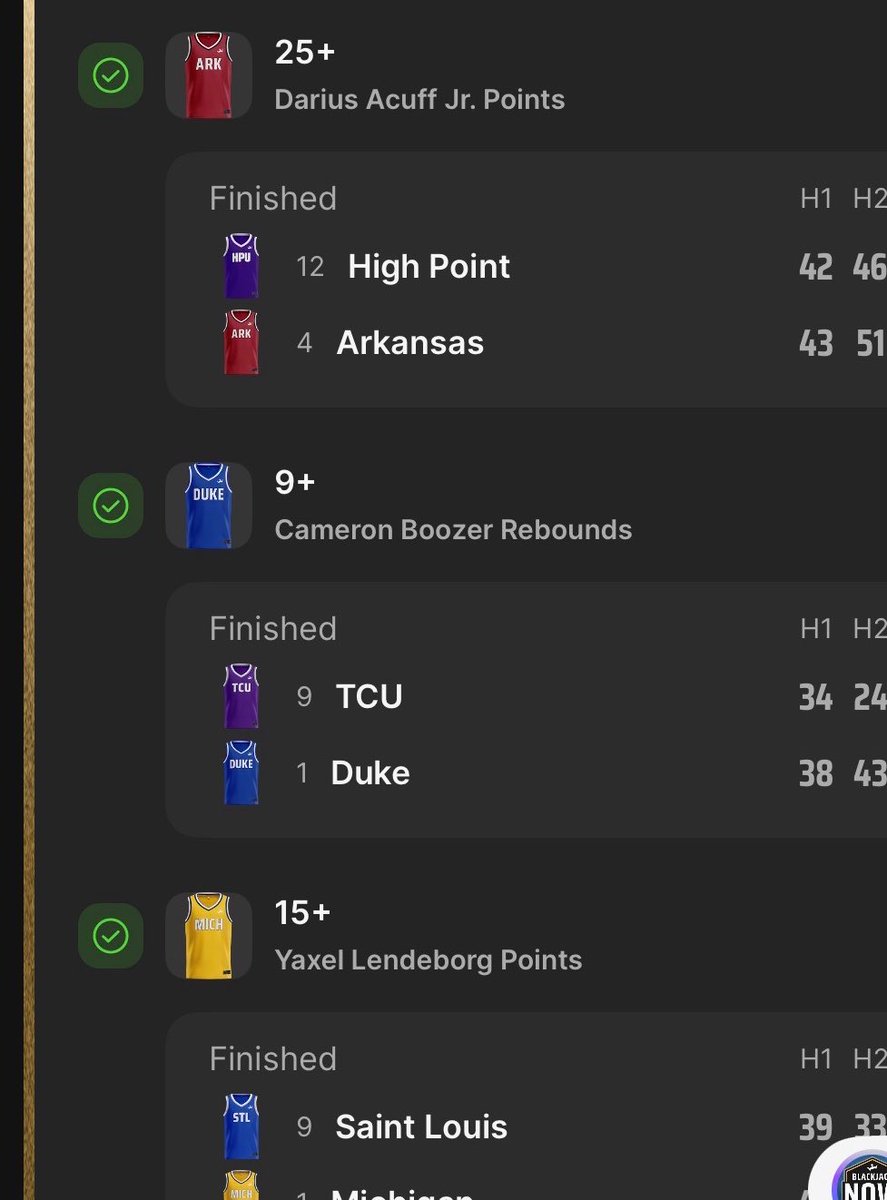 walshacuck's tweet photo. Had a great march this year, going 11-11 on bets, making a total of 2.1k! Here are some of my hits. Ready for next year… congratulations to Michigan for coming out victorious! @ChuckRosenthal3 @TomCorwin_ @AldermanMax @Julien__09 https://t.co/PArzws4VHm
