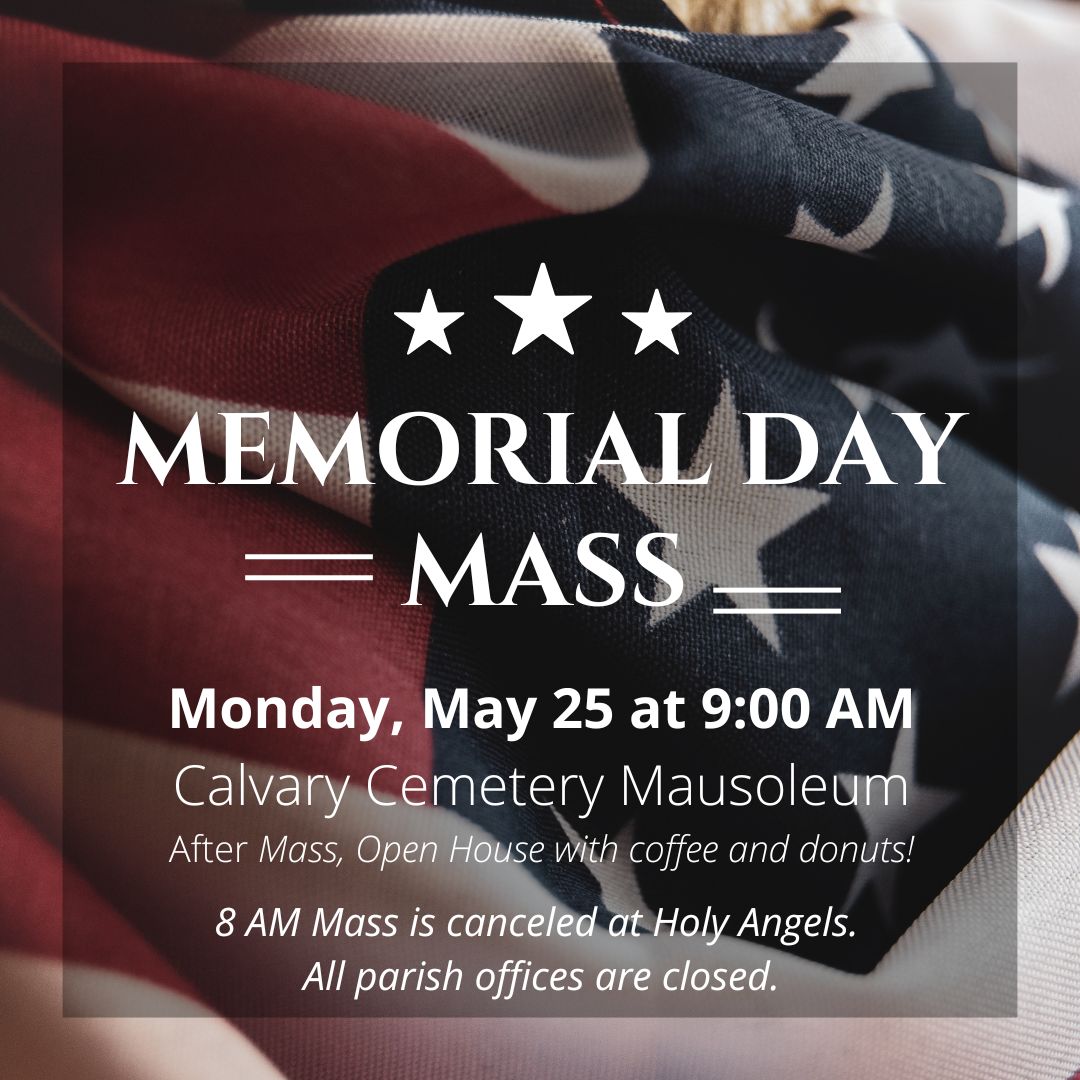 sanduskycath's tweet photo. This Memorial Day, we encourage you to come and pray for our deceased veterans at Mass on Monday, May 25, 9 AM at the Calvary Cemetery Mausoleum. We will have an Cemetery Open House with coffee and donuts afterwards. https://t.co/kpFbSH7Kkl