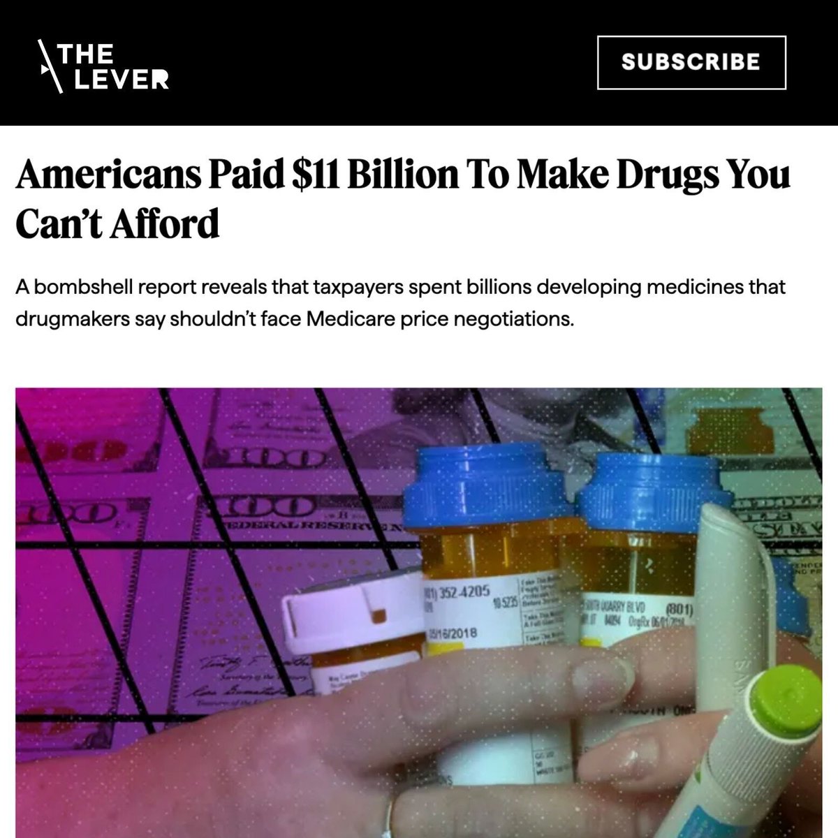 LeverNews's tweet photo. Big Pharma just lost at SCOTUS trying to stop Medicare drug price negotiations.

Reminder: taxpayers spent $11.7B helping develop all 10 of the first drugs selected for negotiation.

Then drugmakers turned around and charged Americans prices they couldn’t afford. https://t.co/x1miAHeMSd
