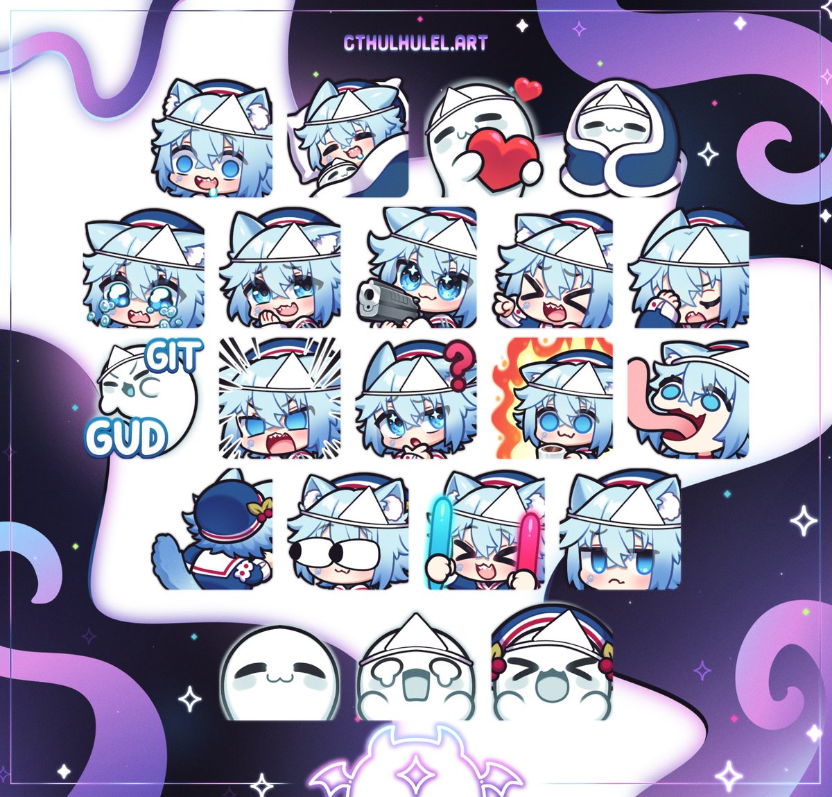 CthulhuLel's tweet photo. ˚₊✦ catboy and ghostie emotes for eepyghost! ₊˚ 
thank you for working with me! 👻💤 https://t.co/IiNnMUp6I0