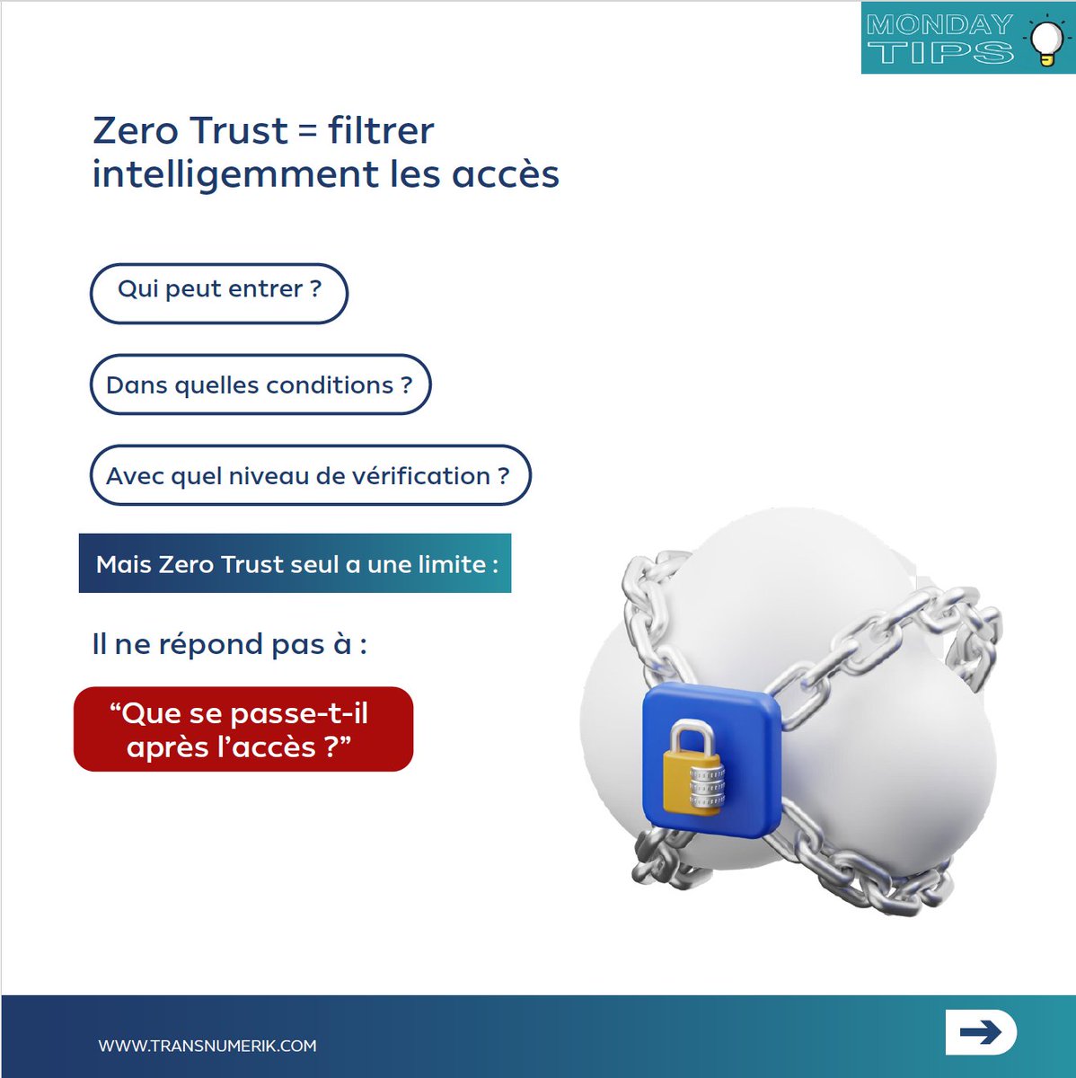 transnumerik's tweet photo. 💡Monday Tips💡
👉 Qui accède à vos données ? 
👉 Et surtout… qui contrôle après ?
💡 Beaucoup d’entreprises n’ont pas la réponse.
Zero Trust + Gouvernance = clé
👇 À découvrir https://t.co/4dUqglDdEV
#CloudSecurity #Cybersecurity #ZeroTrust #GouvernanceIT #RiskManagement #DSI https://t.co/yIWHxXkcju