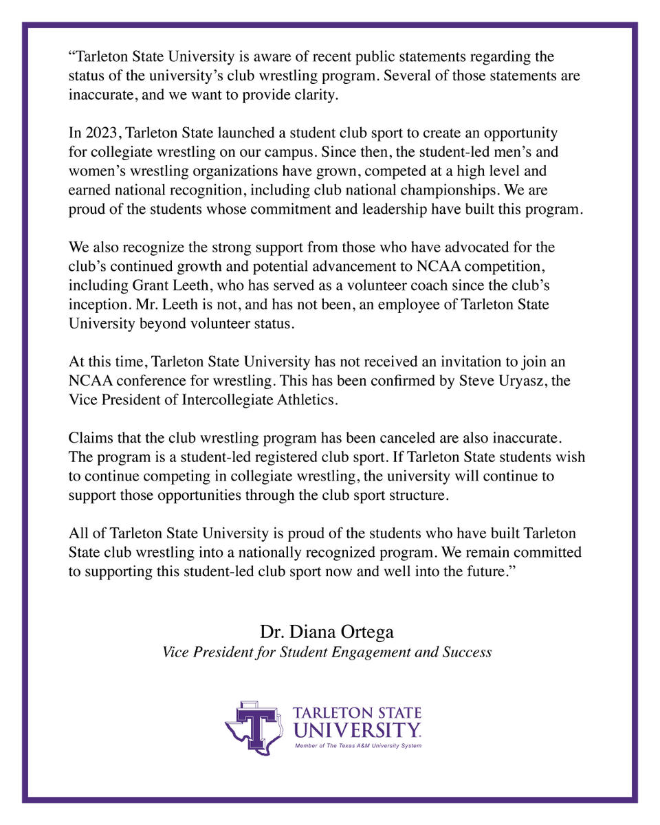 Tarleton State University tweet media