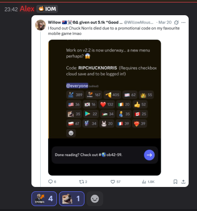 Hellmann_Volt's tweet photo. @WillowMouseDoll you have been reposted to obelisk-memes channel by the dev lul https://t.co/YodPMUabxG