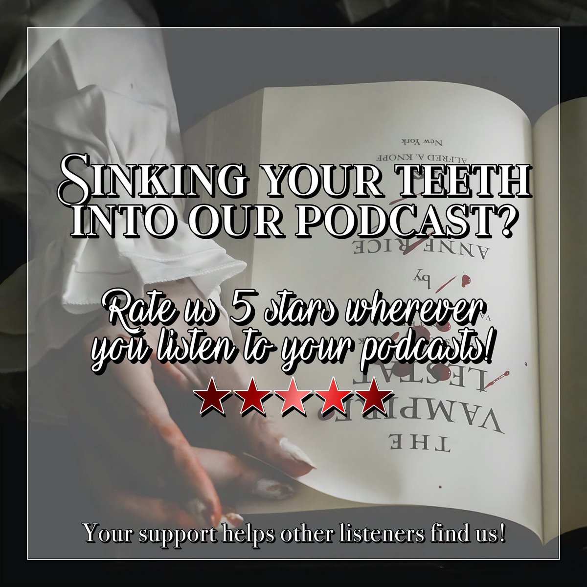 TheThreeBBBs's tweet photo. To help us out with future episodes, please be sure to rate us 5 stars on Spotify, Apple Podcasts, or wherever you tune in to Blood, Books, and Babble! 🩸
It makes all the difference to us. ❤️ https://t.co/7oNftdoVtd