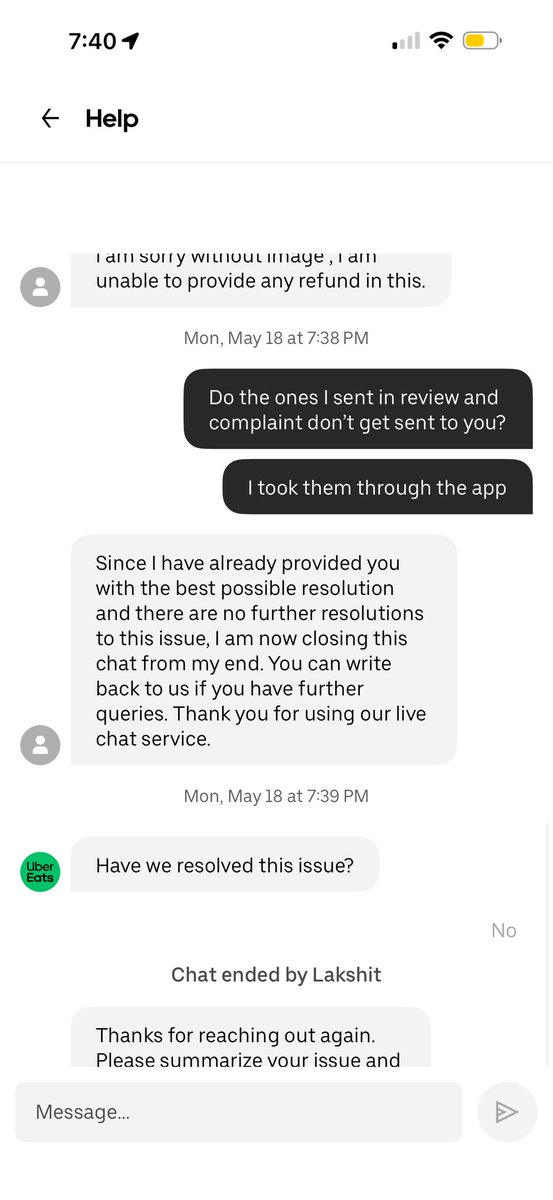 Jaymal23_'s tweet photo. Seriously @UberEats …. You have people take pictures through the app that don’t save and then penalize the user for using the app. Why do I have to submit the same photo three times. I sent a photo in my review and when I asked for help. If you weren’t going to honor the photos https://t.co/rPGOZIVaII