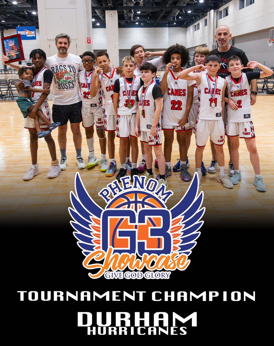 PhenomExposure's tweet photo. Champions at the #PhenomG3Live with #PhenomHoops 

Durham Hurricanes 11u https://t.co/2gLPBmZtcn