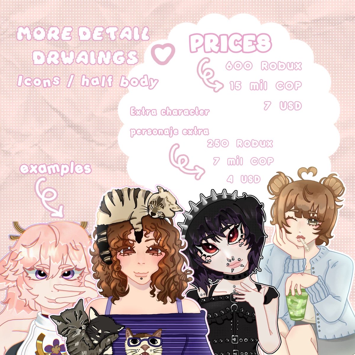 JuztNelly's tweet photo. Hii, this is my new account on X! Here is my commission sheets! My main acc is on TikTok @/Juztnelly with more of my art <3 
#artmootsㅤㅤㅤㅤ #chibis #art #roblox #drawingsㅤㅤ #anime #fanart https://t.co/T6H5pG3Key