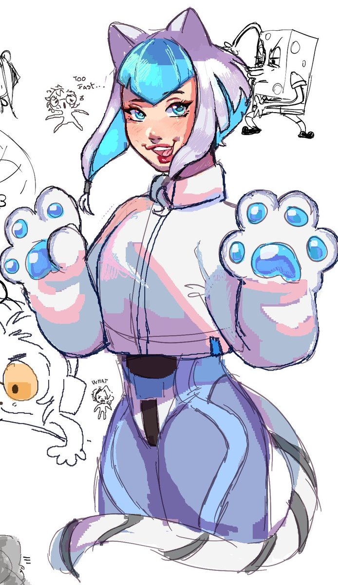 beepifur's tweet photo. A cat-Aoi doodle I did on a magma canvas! Featuring an unique SpongeBob from my moot 🫪 #warframefanart #warframe1999 https://t.co/d94HKQQz1q