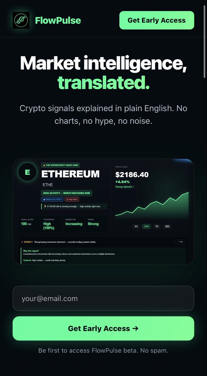 FlowPulseApp's tweet photo. Yesterday’s landing page: 2000 visitors, 1 signup.
Today’s landing page: rebuilt with real screenshots, founder origin stories, and the form above the fold.
Let’s see if it converts better.
Honest before/after coming this week.
https://t.co/EF0TuN4xlH
#BuildInPublic #IndieHacker https://t.co/brzEcR0AKl