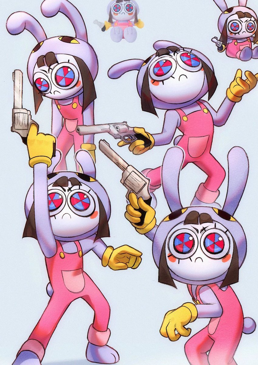 reyouqueen's tweet photo. NEED the little plushie version at the top as real merch immediately 🥺😭❤️ Look at her swirl eyes! 🌀✨
^ . ^
 #AmazingDigitalCircus #JaxAndPomni #tadcfanart https://t.co/tit4ZHLZae