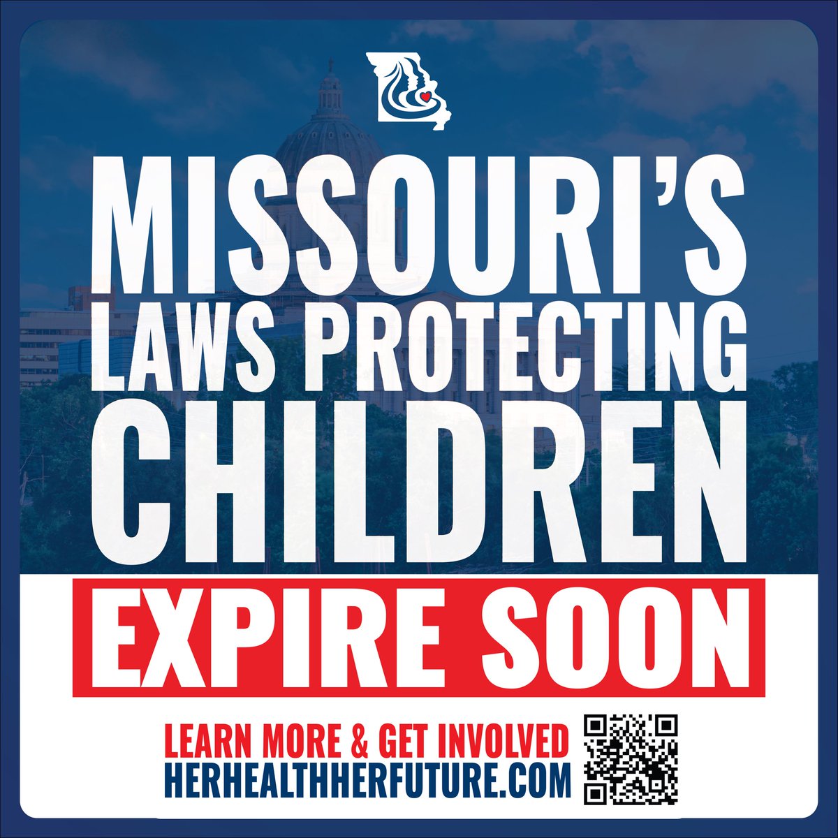herhealthmo's tweet photo. Missouri’s temporary ban on certain transgender medical interventions for minors expires in 2027. This is an urgent call to action. We must pass Amendment 3 to protect children before it’s too late. https://t.co/BHObffghBL