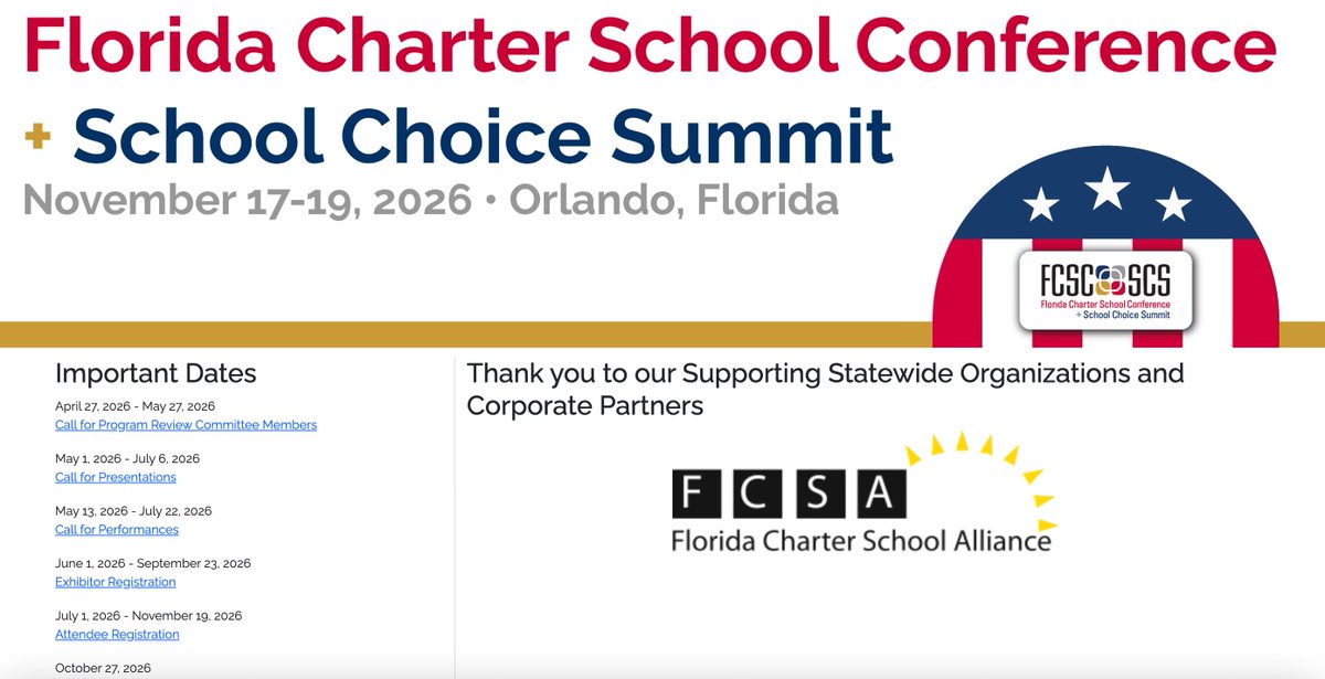 FlCharter's tweet photo. we are proud to Support the Florida Charter School conference + School Choice Summit. https://t.co/97A3RPlGFq
