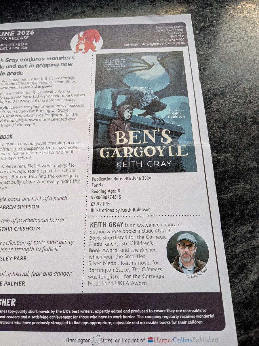tlander93's tweet photo. Thanks to Poppy @BarringtonStoke for this early copy of Ben's Gargoyle #keithgray @RobinsonKH . Excited to start this tonight. #bensgargoyle https://t.co/LdXRd5vVt4