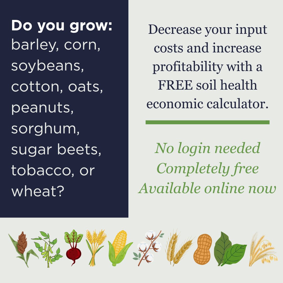 Farmland's tweet photo. Farmers: Want to predict the costs and benefits of using soil health practices AND consider drought scenarios?
The FREE Predictive Soil Health Economic Calculator (P-SHEC) can do just that: https://t.co/taUkypPwX7. https://t.co/nJbBOY4wcz