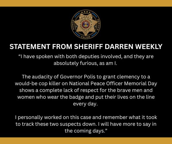 JerryforJeffCo's tweet photo. #jeffco #copolitics

Agreed 😡
I was under the impression that pardons/clemency/reduced sentence existed to correct injustices in the criminal justice system — not to excuse misconduct or shield individuals from accountability. January 6th raised that concern nationally, and now we’re seeing similar patterns here in Colorado.