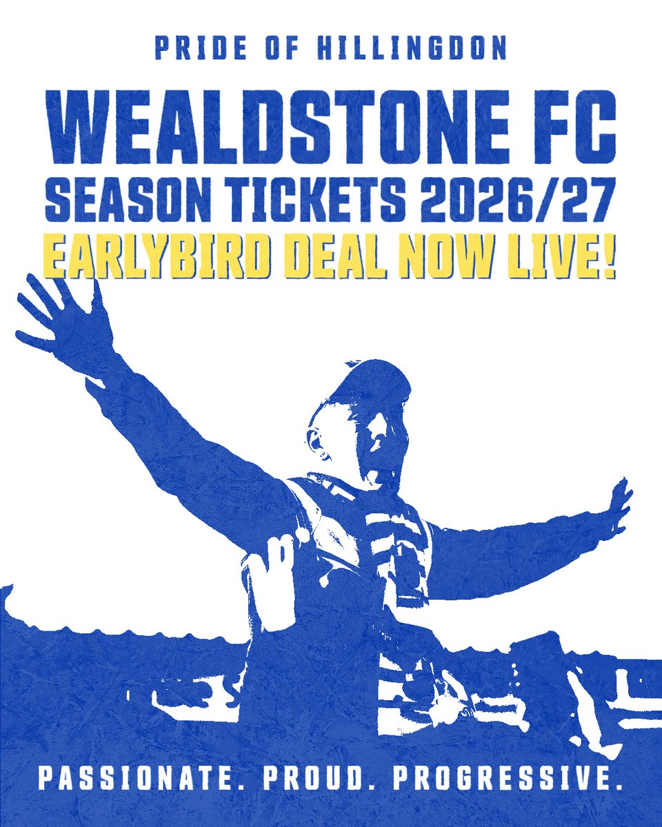 WealdstoneFC's tweet photo. 🐥 Our EarlyBird offer on 2026/27 season tickets is now live! 

✨ While Wealdstone - and our Wembley near miss - is still fresh in the mind and before summer takes a hold, we'd love you to commit to next season at The Vale, where we're sure to make more amazing memories together

🎟️ Buy your season ticket here: https://t.co/HFYUx3smsu

#wealdstonefc #bruneluni