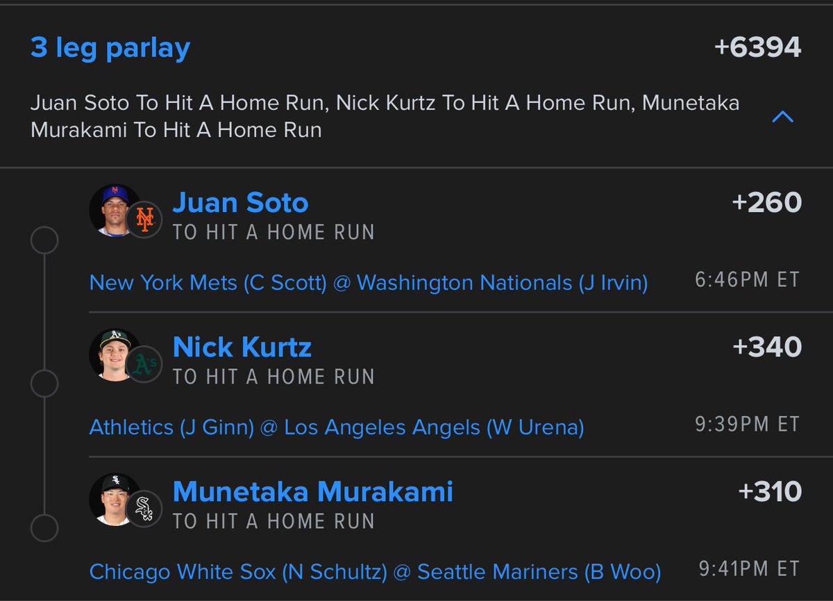 HooveLocks's tweet photo. THE BEST MLB HOMERUN PARLAY 💥

Round robin 2 mans .15u 

$100 to someone who like &amp; follows when we get all 3 🫡 https://t.co/bkASWKVTWn