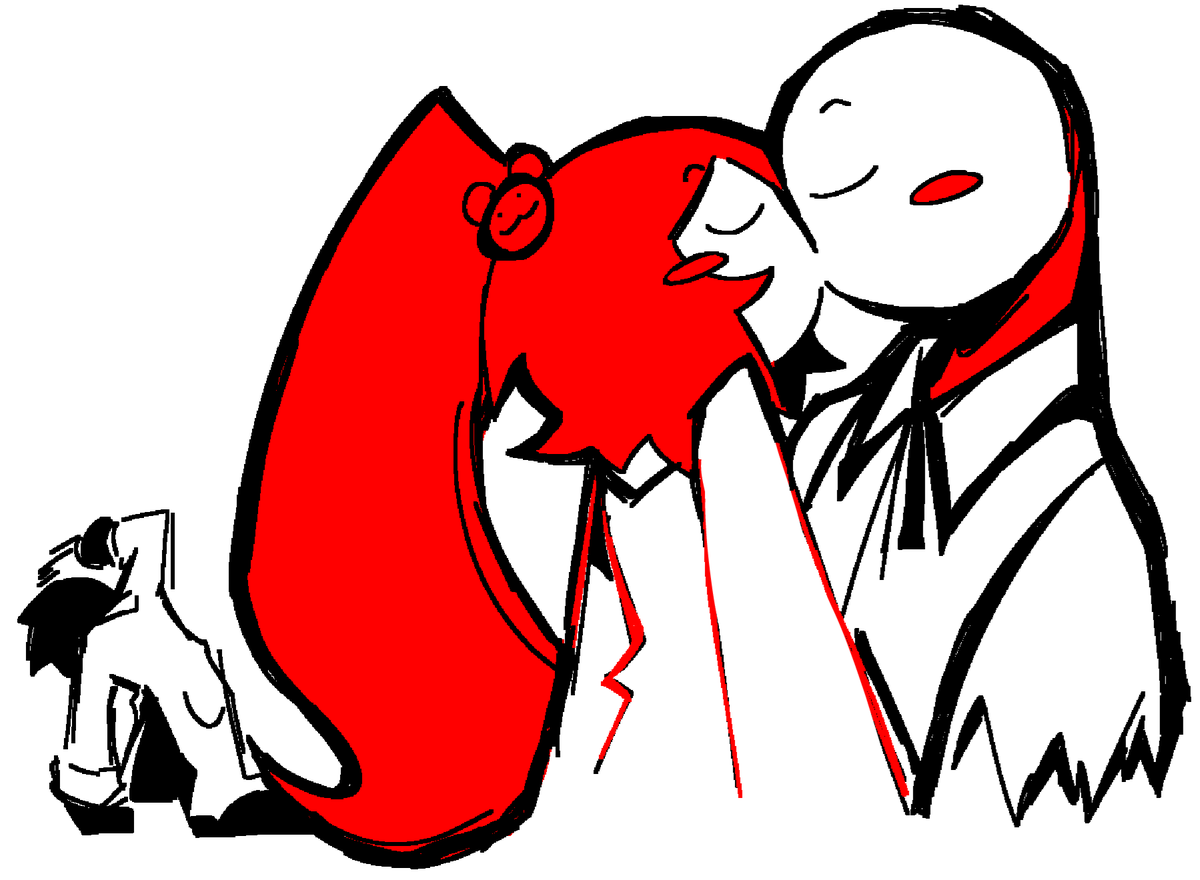 Tinytsukiyomi's tweet photo. Oh yeah I forgot I can draw these 2 being romantic instead of just making shitpost of these 2 so have em kissing I think #junearchive #thejunearchive #lobotomycorporation #projectmoon #crackships https://t.co/KhyKHHuhY0