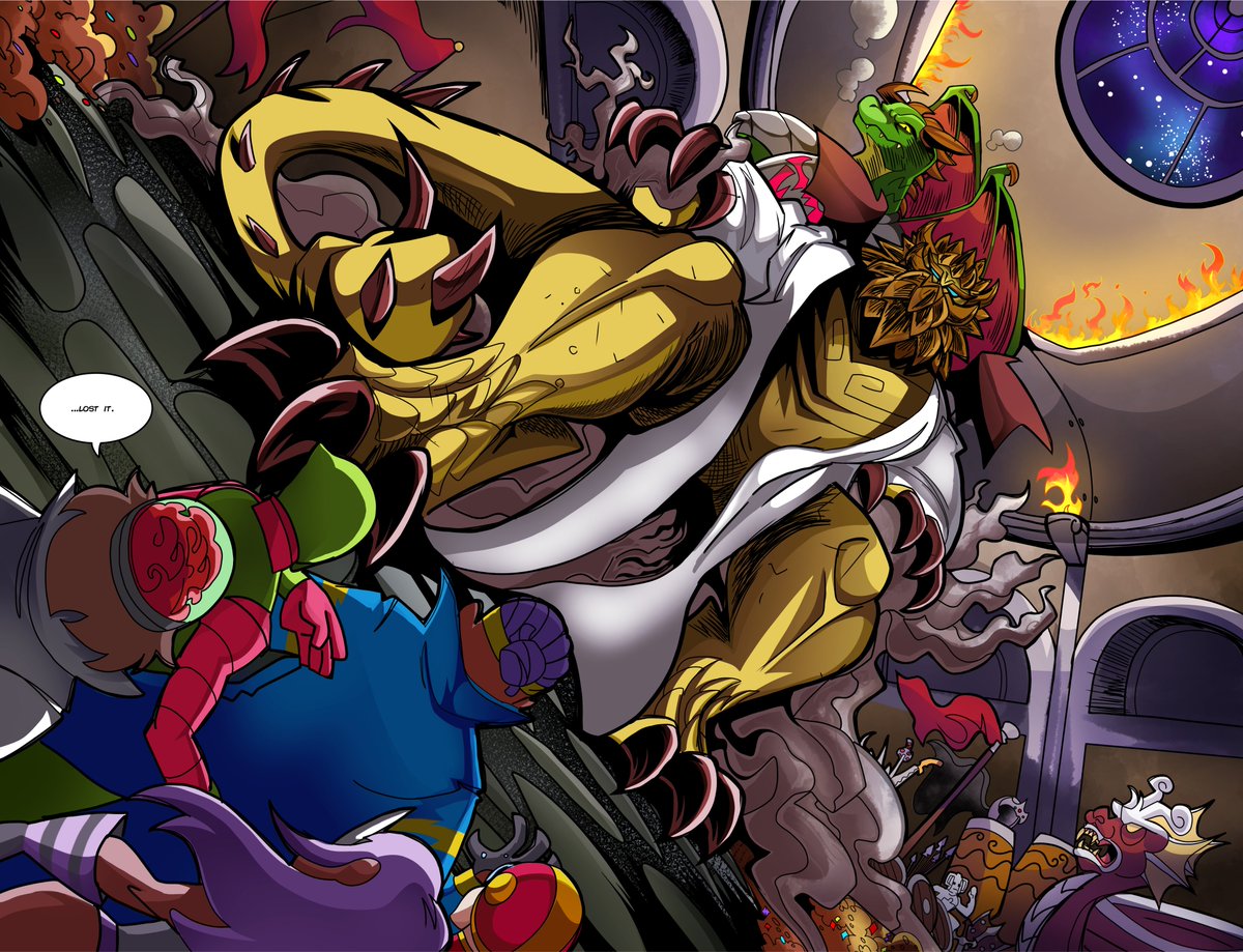 ClassActJack's tweet photo. 🚨NEW COMIC!🚨 THE FURIOUS FIVE #7: PLANET OF THE DRAGONS, PART 1. The Brain's latest invention misfires, sending the Furious Five hurtling to the other side of the universe to a planet inhabited by dragons. This is our biggest story yet, and it's available for FREE! (link below) https://t.co/R7KKxjTkNn