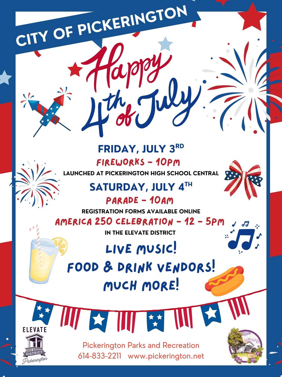 CityofPick's tweet photo. Pickerington, are you ready to celebrate America's 250th? We are! We're looking for parade participants. Gather your your organization, your club and join the fun. It's FREE to register: https://t.co/WdPBltpdpo
#PositivelyPickerington https://t.co/RayoeGhKh0